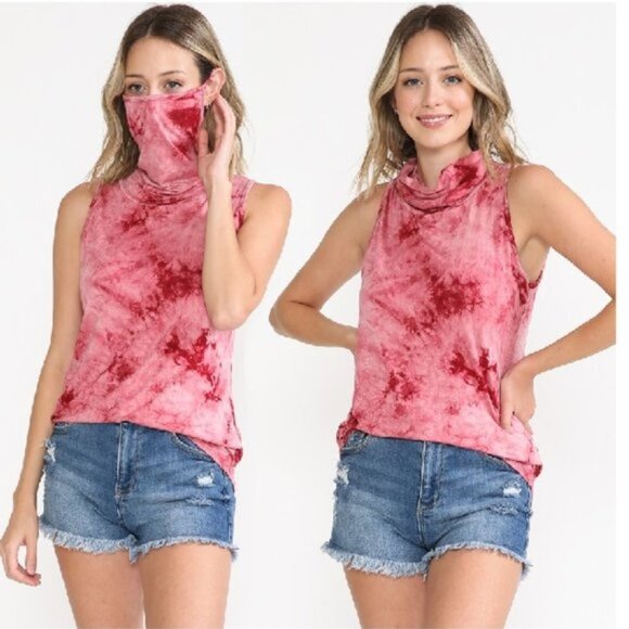 MAX & ASH 2-in-1 Adult Face Mask Slouchy T-shirt  In Td Black Marble - Picture 3 of 3